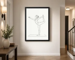 line art yoga pose woman graceful asana spiritual art 13 black 2