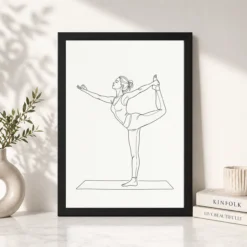line art yoga pose woman graceful asana spiritual art 13 black 4