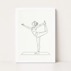 line art yoga pose woman graceful asana spiritual art 13 white main