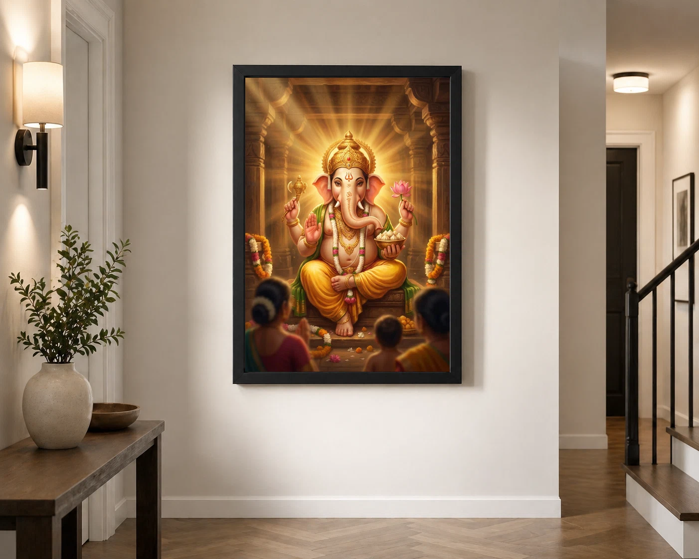 Lord Ganesha Realistic Digital Painting Divine Glow Modak Photo Frame 3 Lord Ganesha Realistic Digital Painting Divine Glow Modak Photo Frame - Image 3