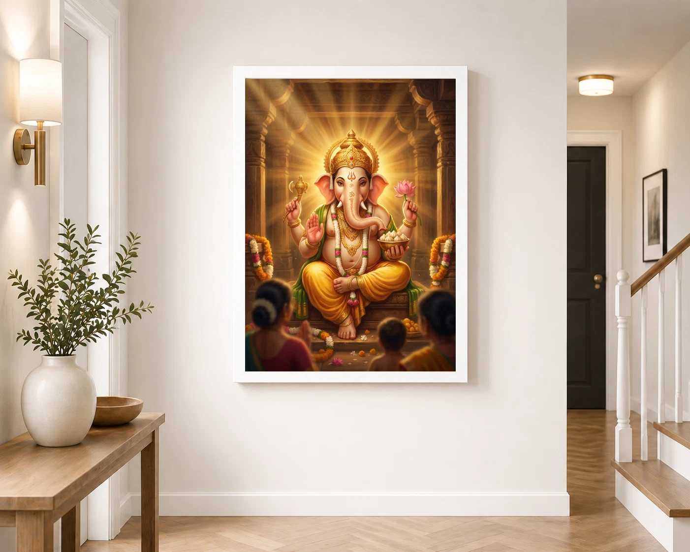 Lord Ganesha Realistic Digital Painting Divine Glow Modak Photo Frame 7 Lord Ganesha Realistic Digital Painting Divine Glow Modak Photo Frame - Image 7