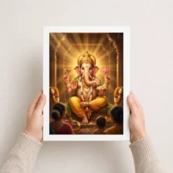 Lord Ganesha Realistic Digital Painting Divine Glow Modak Photo Frame 15 lord ganesha realistic digital painting divine glow modak 06 white 3