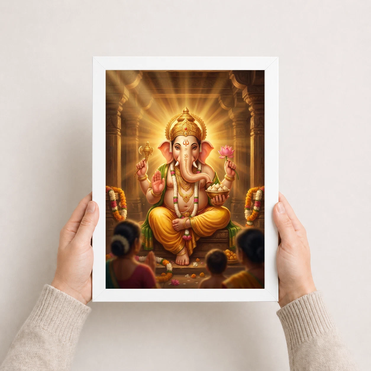 Lord Ganesha Realistic Digital Painting Divine Glow Modak Photo Frame 8 Lord Ganesha Realistic Digital Painting Divine Glow Modak Photo Frame - Image 8