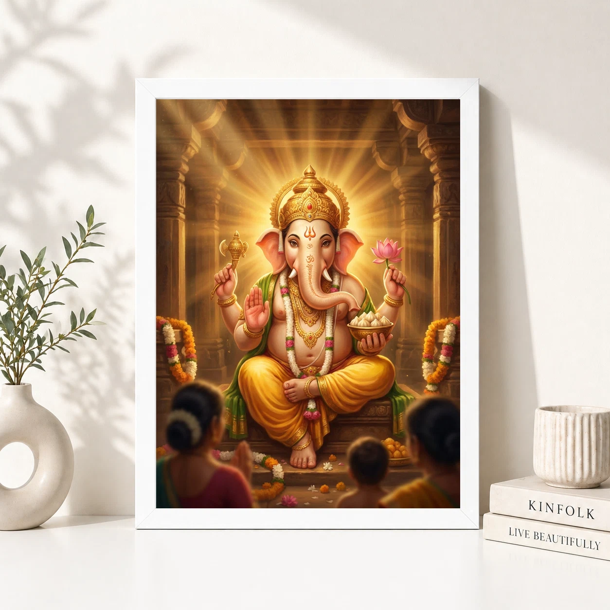 Lord Ganesha Realistic Digital Painting Divine Glow Modak Photo Frame 5 Lord Ganesha Realistic Digital Painting Divine Glow Modak Photo Frame - Image 5
