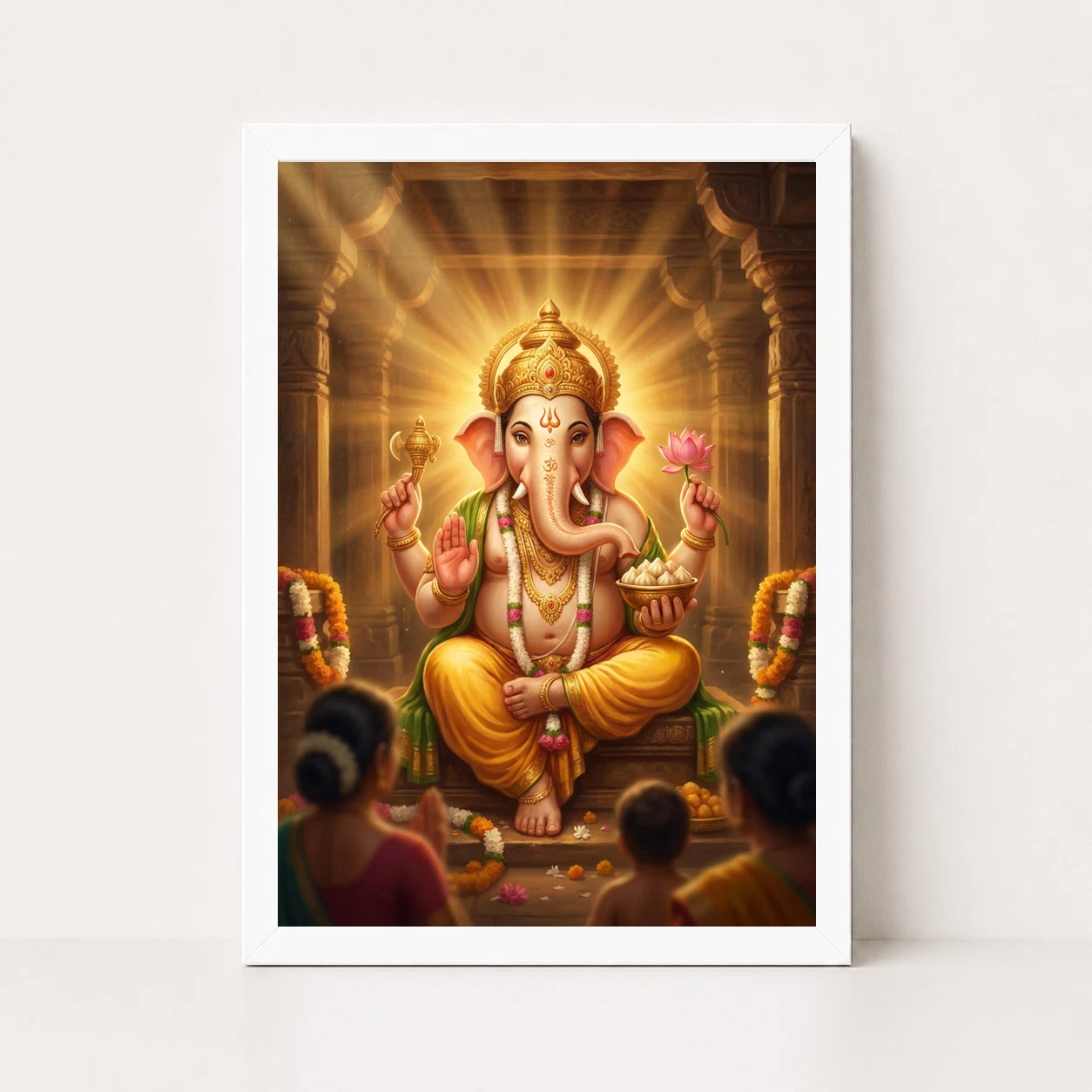Lord Ganesha Realistic Digital Painting Divine Glow Modak Photo Frame 6 Lord Ganesha Realistic Digital Painting Divine Glow Modak Photo Frame - Image 6