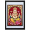 Lord Ganesha Tanjore Painting Gold Lotus Throne Wall Art Photo Frame 16 lord ganesha tanjore painting gold lotus throne wall art 01 black main