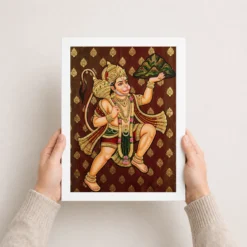 lord hanuman tanjore painting sanjeevani gold south indian art 01 white 3