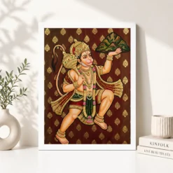 lord hanuman tanjore painting sanjeevani gold south indian art 01 white 4