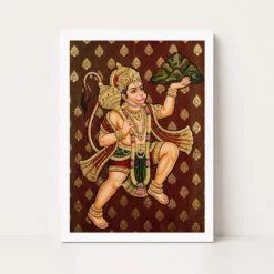 lord hanuman tanjore painting sanjeevani gold south indian art 01 white main