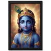 Lord Krishna Devotional Portrait Peacock Feather Crown Art Photo Frame 17 lord krishna devotional portrait peacock feather crown art 11 black main