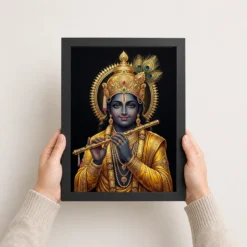 Lord Krishna Gold Leaf Luxury Portrait Black Fine Art Photo Frame 15 lord krishna gold leaf luxury portrait black fine art 17 black 3