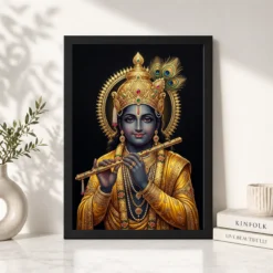 Lord Krishna Gold Leaf Luxury Portrait Black Fine Art Photo Frame 13 lord krishna gold leaf luxury portrait black fine art 17 black 4