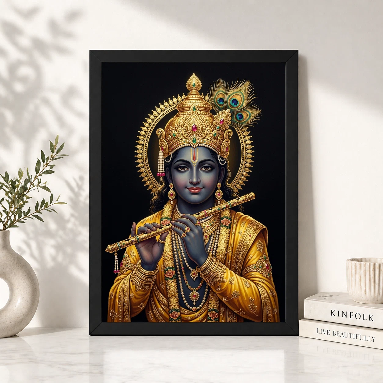 Lord Krishna Gold Leaf Luxury Portrait Black Fine Art Photo Frame 6 Lord Krishna Gold Leaf Luxury Portrait Black Fine Art Photo Frame - Image 6