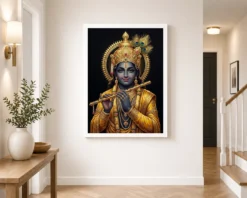Lord Krishna Gold Leaf Luxury Portrait Black Fine Art Photo Frame 11 lord krishna gold leaf luxury portrait black fine art 17 white 2