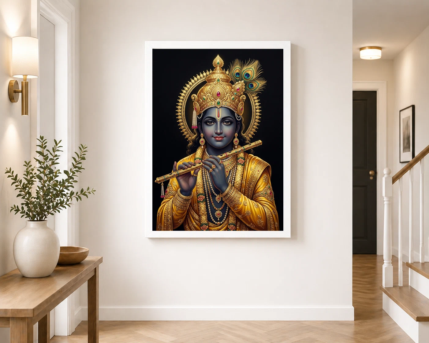 Lord Krishna Gold Leaf Luxury Portrait Black Fine Art Photo Frame 4 Lord Krishna Gold Leaf Luxury Portrait Black Fine Art Photo Frame - Image 4