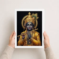 Lord Krishna Gold Leaf Luxury Portrait Black Fine Art Photo Frame 12 lord krishna gold leaf luxury portrait black fine art 17 white 3