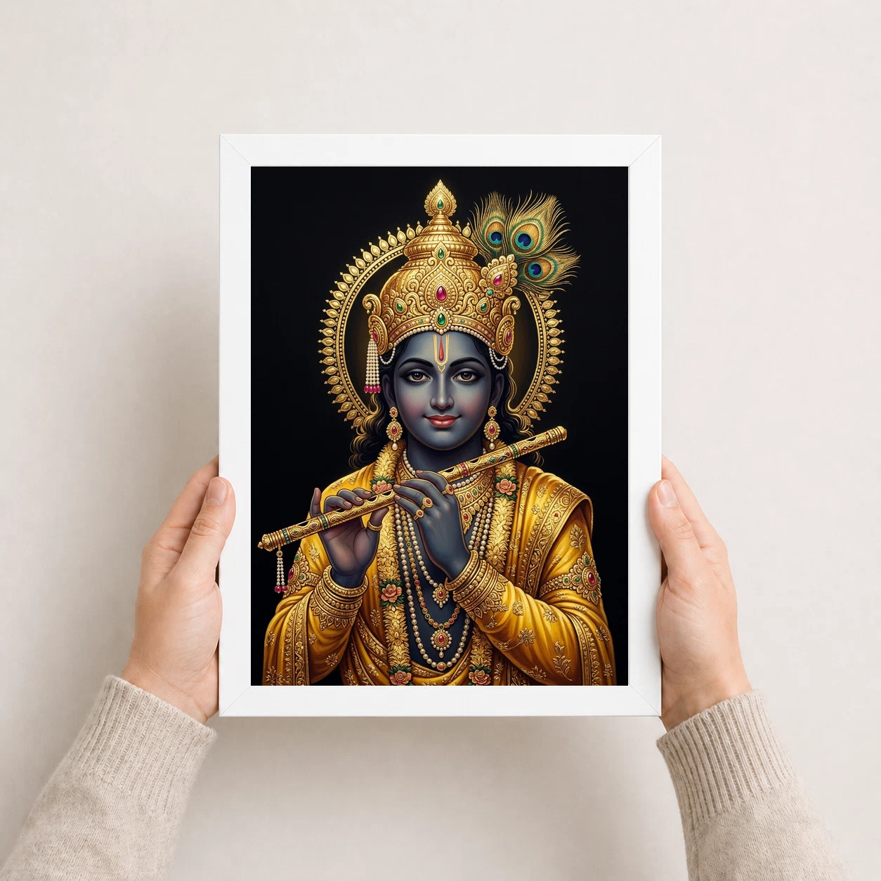 Lord Krishna Gold Leaf Luxury Portrait Black Fine Art Photo Frame 5 Lord Krishna Gold Leaf Luxury Portrait Black Fine Art Photo Frame - Image 5