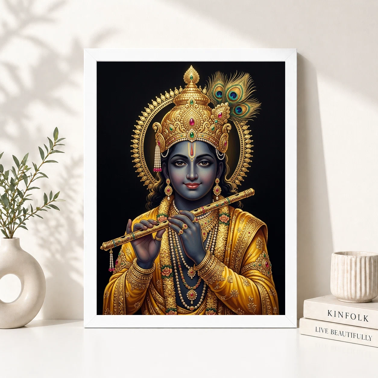 Lord Krishna Gold Leaf Luxury Portrait Black Fine Art Photo Frame 2 Lord Krishna Gold Leaf Luxury Portrait Black Fine Art Photo Frame - Image 2