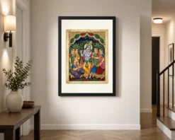 Lord Krishna Tanjore Painting Gopis Gold South Indian Art Photo Frame 14 lord krishna tanjore painting gopis gold south indian art 05 black 2