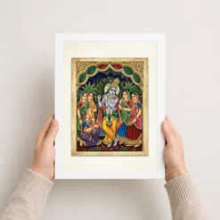 Lord Krishna Tanjore Painting Gopis Gold South Indian Art Photo Frame 12 lord krishna tanjore painting gopis gold south indian art 05 white 3