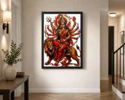 maa durga abstract red gold contemporary expressive art 11 black 2