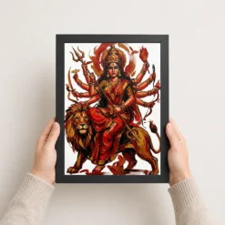 maa durga abstract red gold contemporary expressive art 11 black 3