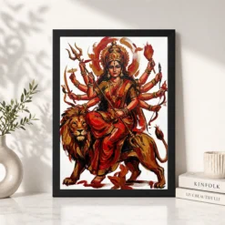 maa durga abstract red gold contemporary expressive art 11 black 4