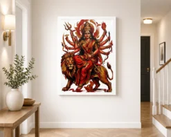 maa durga abstract red gold contemporary expressive art 11 white 2