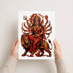 maa durga abstract red gold contemporary expressive art 11 white 3