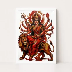 maa durga abstract red gold contemporary expressive art 11 white main