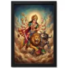 maa durga lion mahishasuramardini ten arms navratri art 01 black main