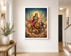 Maa Durga Lion Mahishasuramardini Ten Arms Navratri Art Photo Frame 14 maa durga lion mahishasuramardini ten arms navratri art 01 white 2