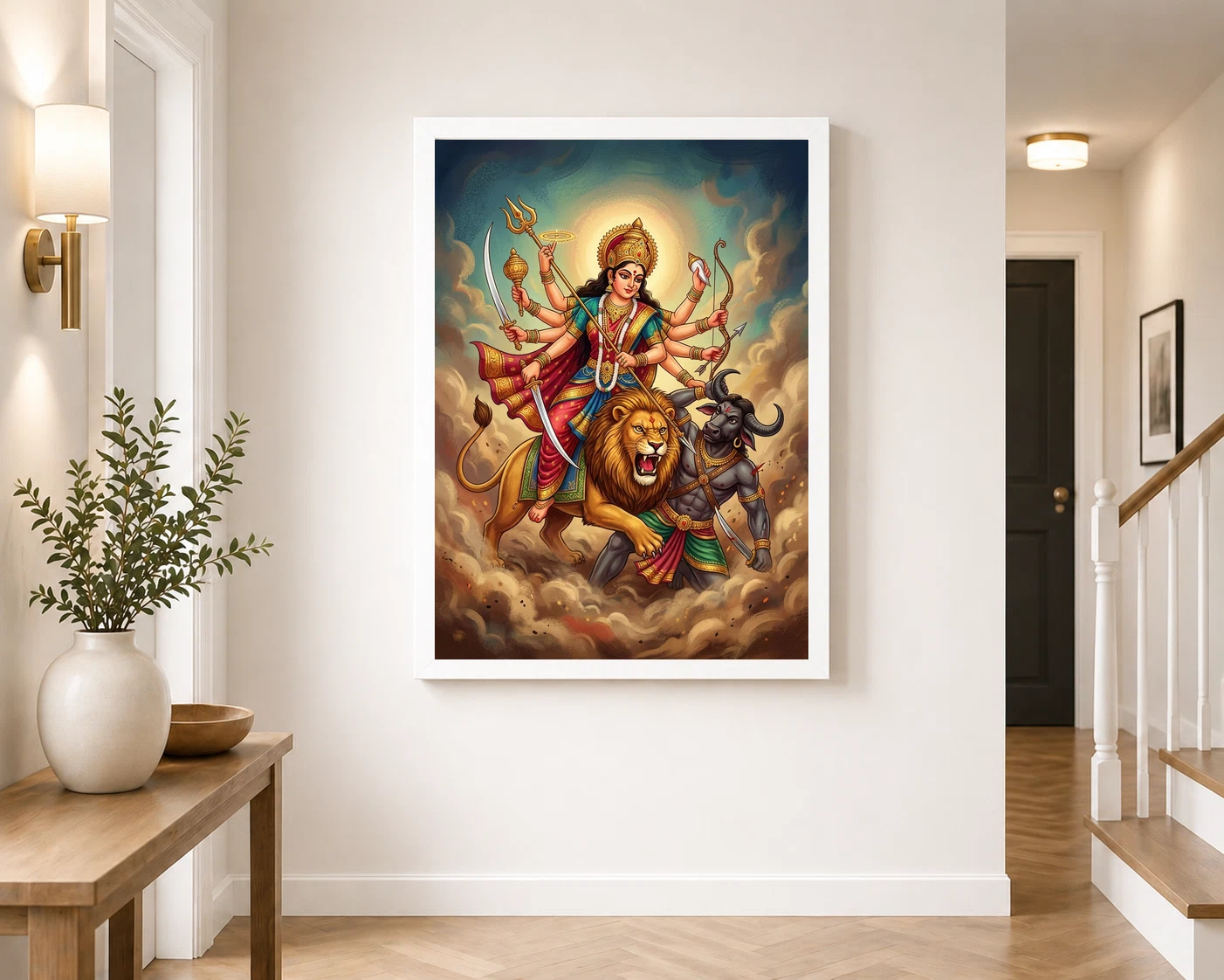 Maa Durga Lion Mahishasuramardini Ten Arms Navratri Art Photo Frame 7 Maa Durga Lion Mahishasuramardini Ten Arms Navratri Art Photo Frame - Image 7