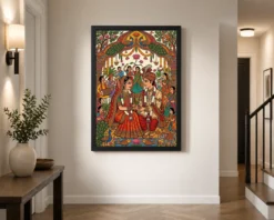 madhubani bride groom wedding colorful bihar celebration art 06 black 2