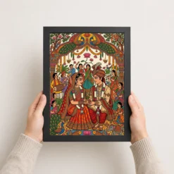 madhubani bride groom wedding colorful bihar celebration art 06 black 3