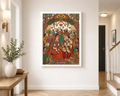 madhubani bride groom wedding colorful bihar celebration art 06 white 2