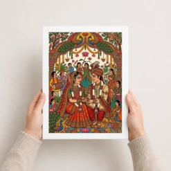 madhubani bride groom wedding colorful bihar celebration art 06 white 3