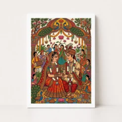 madhubani bride groom wedding colorful bihar celebration art 06 white main