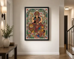 madhubani durga goddess folk patterns vivid colors art 07 black 2