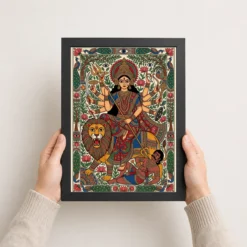 madhubani durga goddess folk patterns vivid colors art 07 black 3
