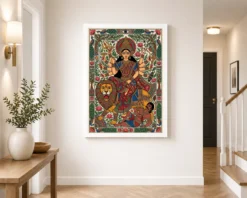madhubani durga goddess folk patterns vivid colors art 07 white 2