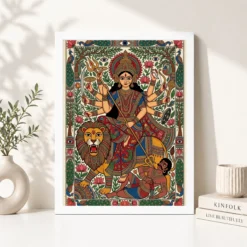 madhubani durga goddess folk patterns vivid colors art 07 white 4
