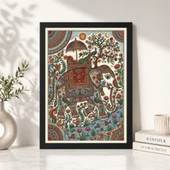 madhubani elephant motif bold colorful auspicious folk art 10 black 4