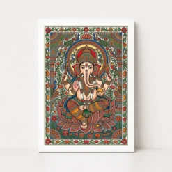 madhubani ganesha maithili intricate festival folk art 11 white main
