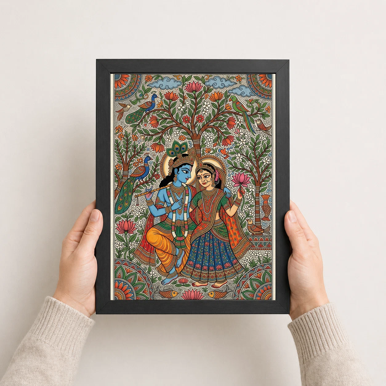 Madhubani Krishna Radha Folk Patterns Vibrant Bihar Art Photo Frame 4 Madhubani Krishna Radha Folk Patterns Vibrant Bihar Art Photo Frame - Image 4