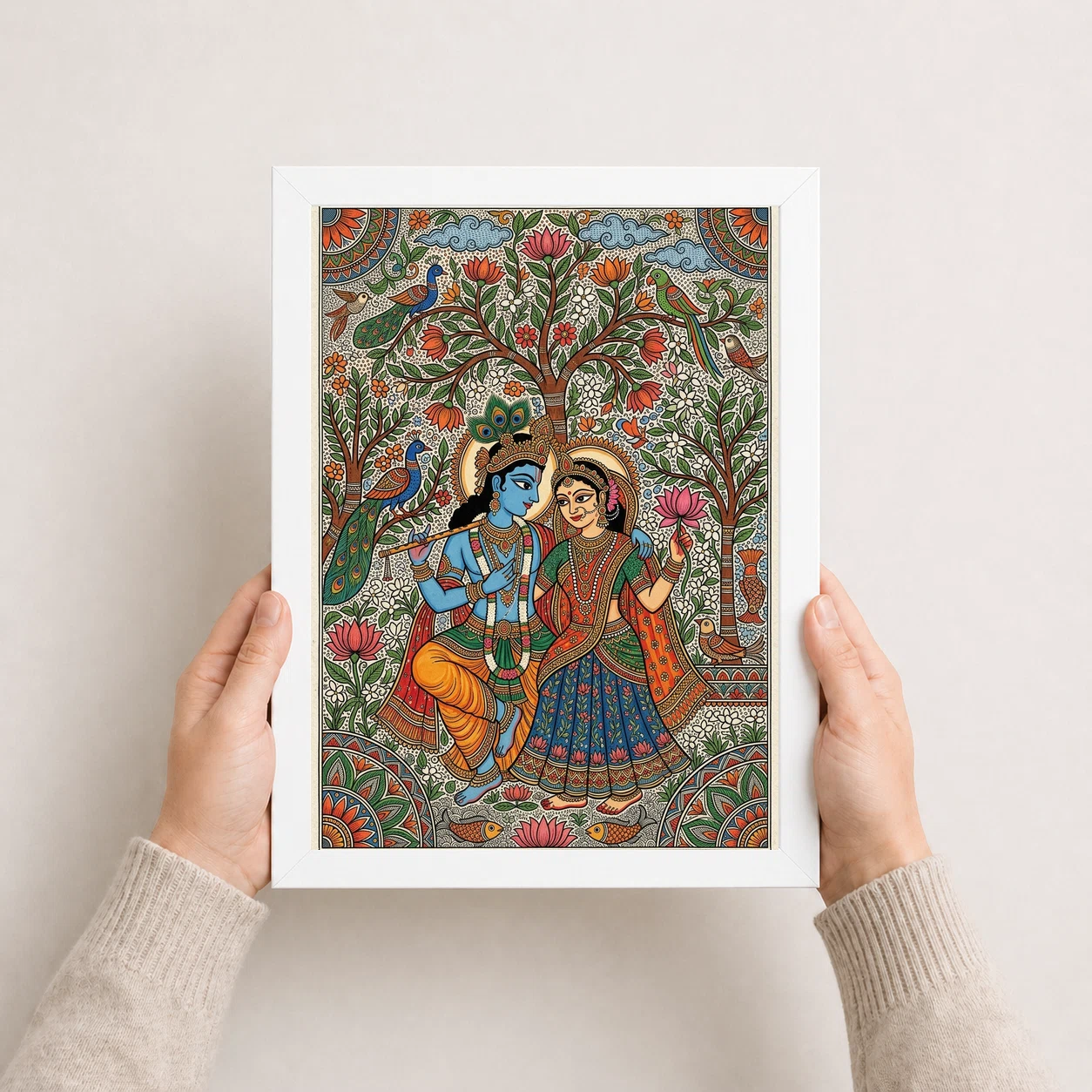 Madhubani Krishna Radha Folk Patterns Vibrant Bihar Art Photo Frame 8 Madhubani Krishna Radha Folk Patterns Vibrant Bihar Art Photo Frame - Image 8