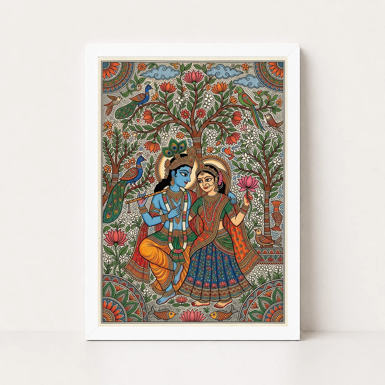 Madhubani Krishna Radha Folk Patterns Vibrant Bihar Art Photo Frame 6 Madhubani Krishna Radha Folk Patterns Vibrant Bihar Art Photo Frame - Image 6