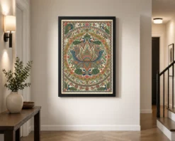 madhubani lotus mandala intricate nature geometry folk art 05 black 2