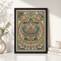 madhubani lotus mandala intricate nature geometry folk art 05 black 4