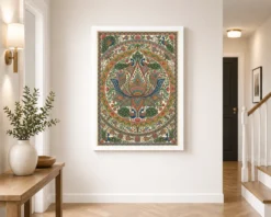 madhubani lotus mandala intricate nature geometry folk art 05 white 2
